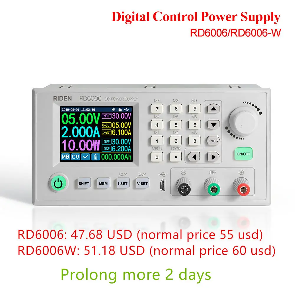 

RD RD6006 RD6006W USB WiFi DC - DC Voltage current Step-down Power Supply module buck Voltage converter voltmeter 60V 6A