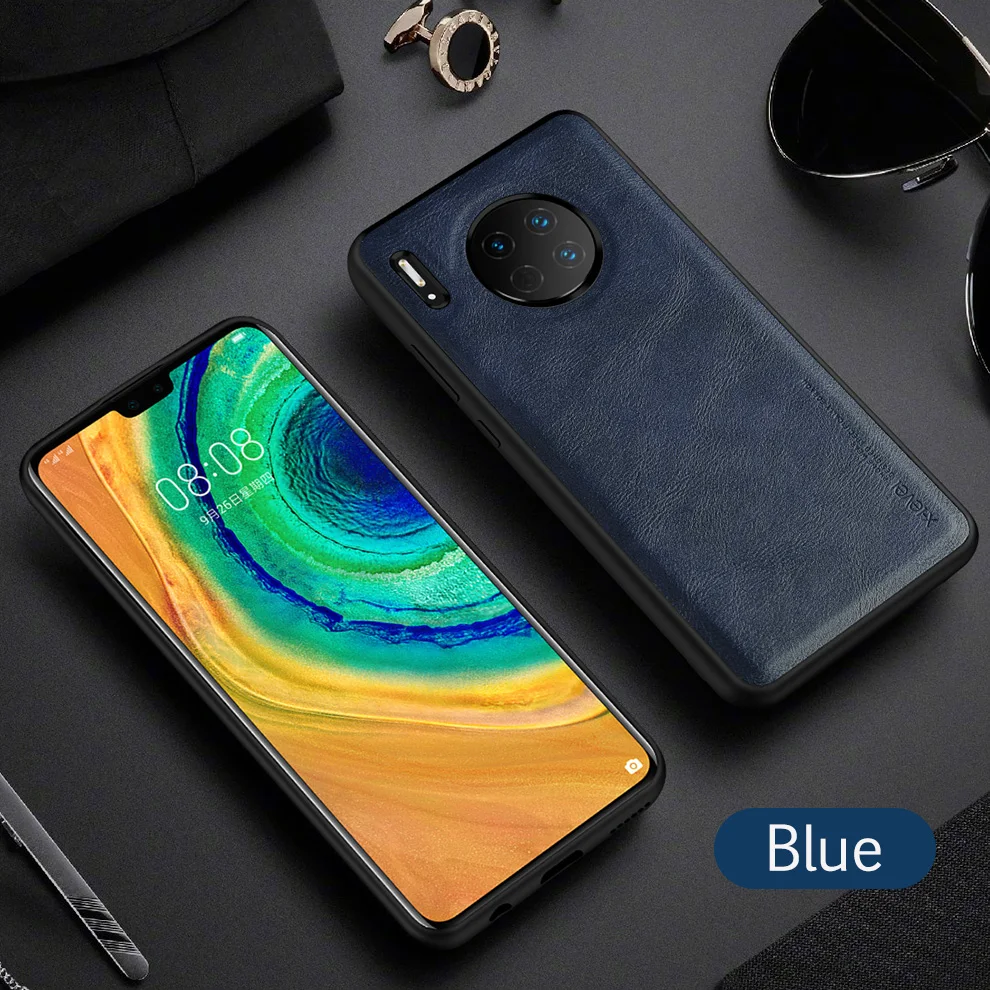 X-level ретро кожаный чехол для huawei Mate30 мягкий силиконовый край задняя крышка телефона для huawei Mate30 Pro Coque - Цвет: Синий