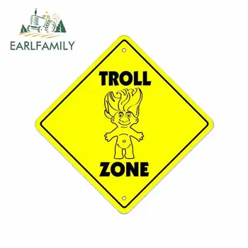 

EARLFAMILY 13cm x 13cm For 3D TROLL ZONE Sign Spoof Gift Personality Funny Car Sticker The Whole Body Vinyl Car Decal