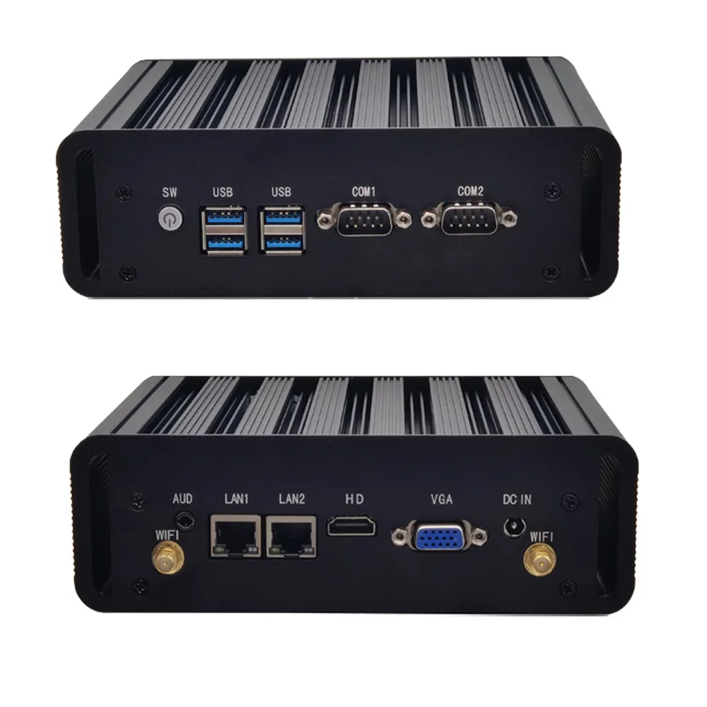 Мини-ПК без вентилятора I3 7100u 845U I5 7200U 8250U I7 7500U 8550U Dual RS232 2 * Lan WIFI HD VGA 4 USB промышленный