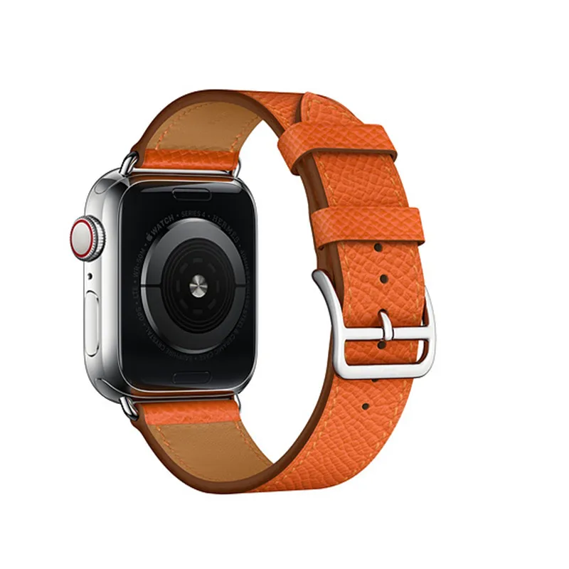 Часы aidis ремешок для наручных часов Apple Watch серии 3/2/1 Спортивный Браслет, 42 мм, 38 мм, 44 мм, ремешок для наручных часов iwatch, 4 полосным кожаная Петля - Цвет ремешка: Оранжевый