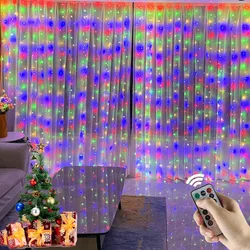 Guirlande lumineuse LED féerique, 3M, télécommande USB, décoration de noël, mariage, rideau lumineux pour salle, décoration de fête en plein air, vacances 