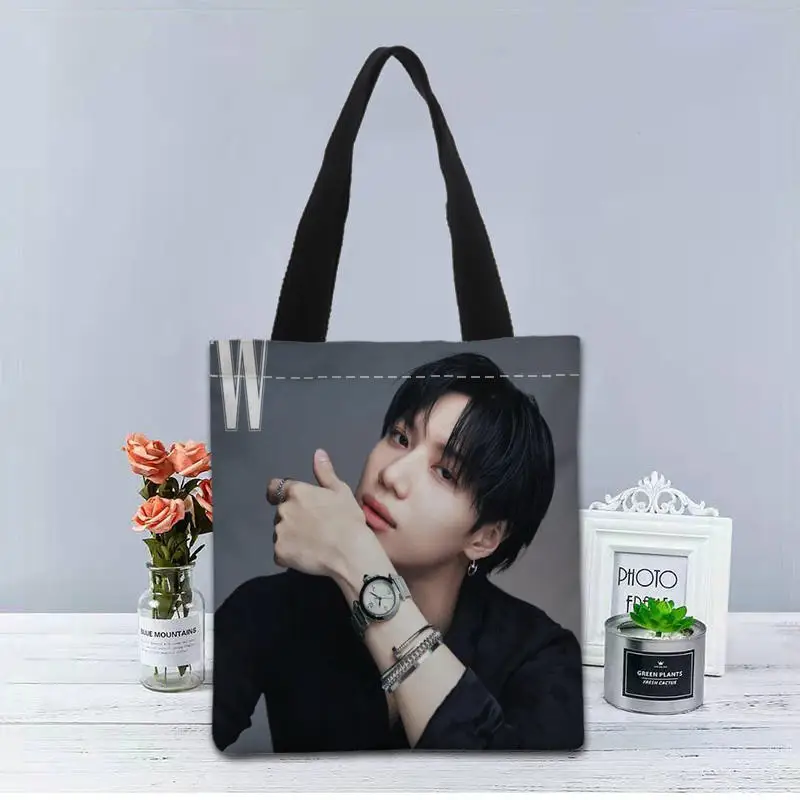 Custom SHINee Taemin Tote Bag Canvas Fabric Handbag Two Sides Printed Shopping Bag Traveling Casual Useful Shoulder Bag 0519 