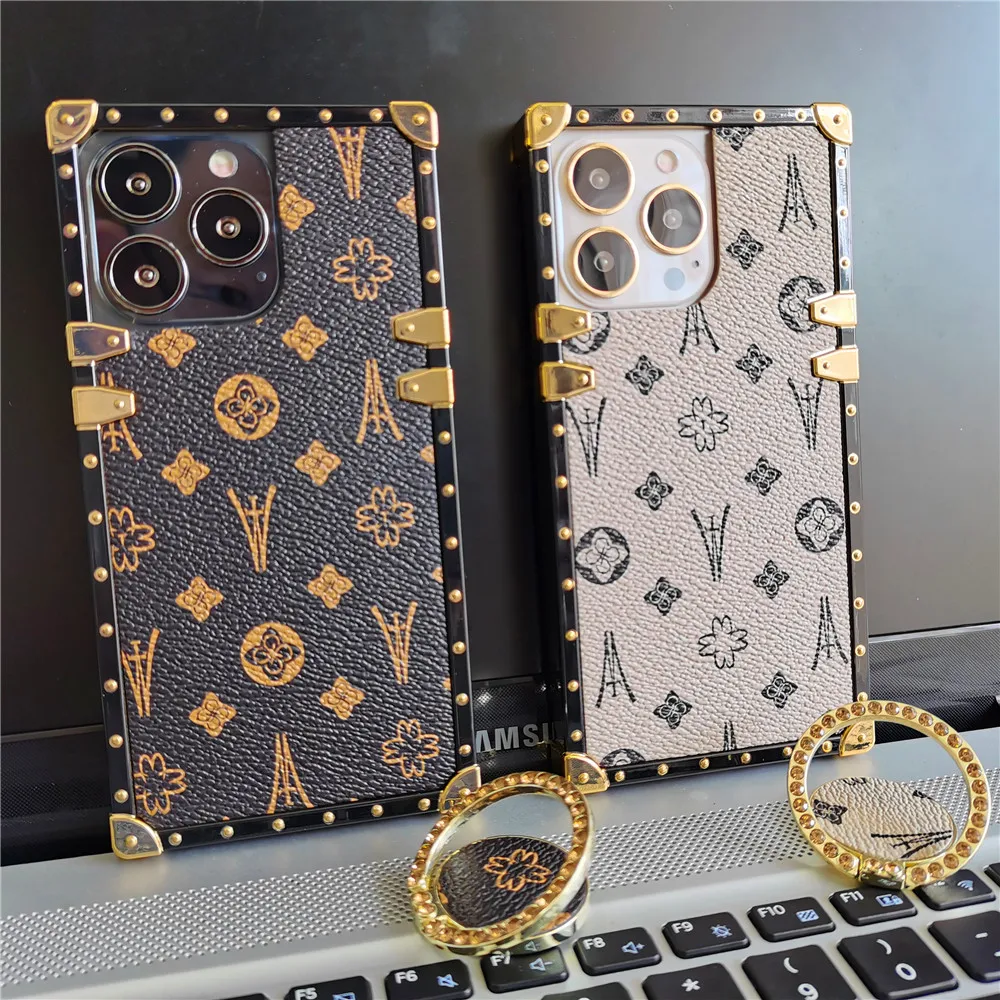 Square Soft Leather Flower Pattern Case For iPhone 13 Pro Max 11