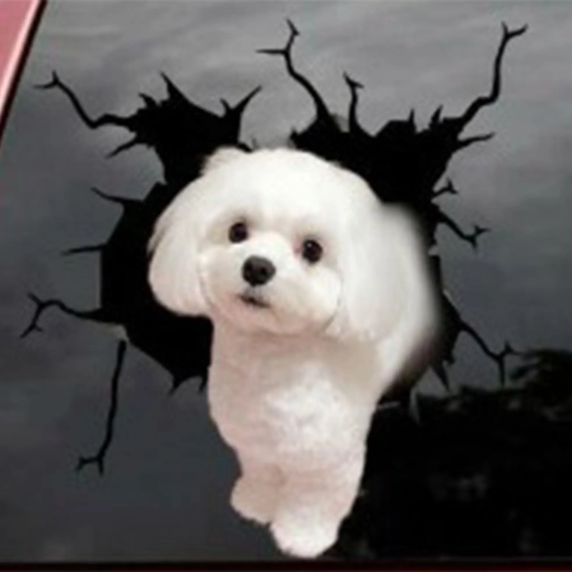 1PC Auto Rear Window Puppy Broken 3D Simulation French Bulldog Stickers