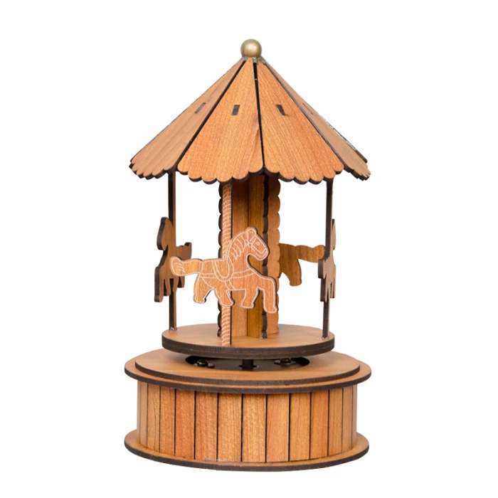 Деревянная музыкальная шкатулка музыкальная карусель деревянное домашнее украшение детский подарок домашний декор для офиса AUG889