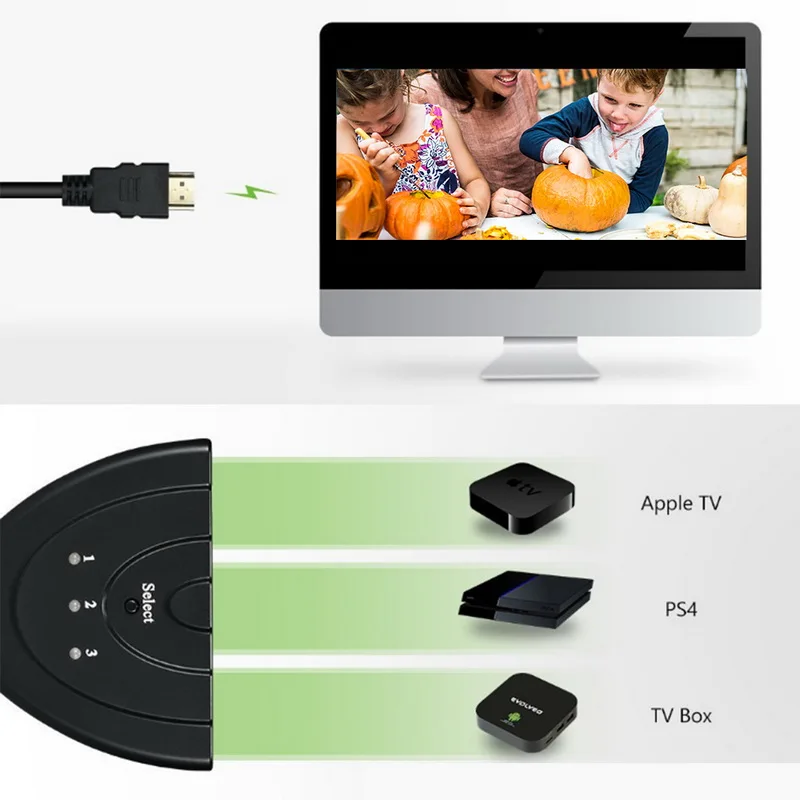 HDMI сплиттер 3 порта мини-коммутатор сплиттер Поддержка Ultra HD 1080P для dvd-плеера HDTV Xbox 3 в 1 выход порт концентратор HDMI переключатель