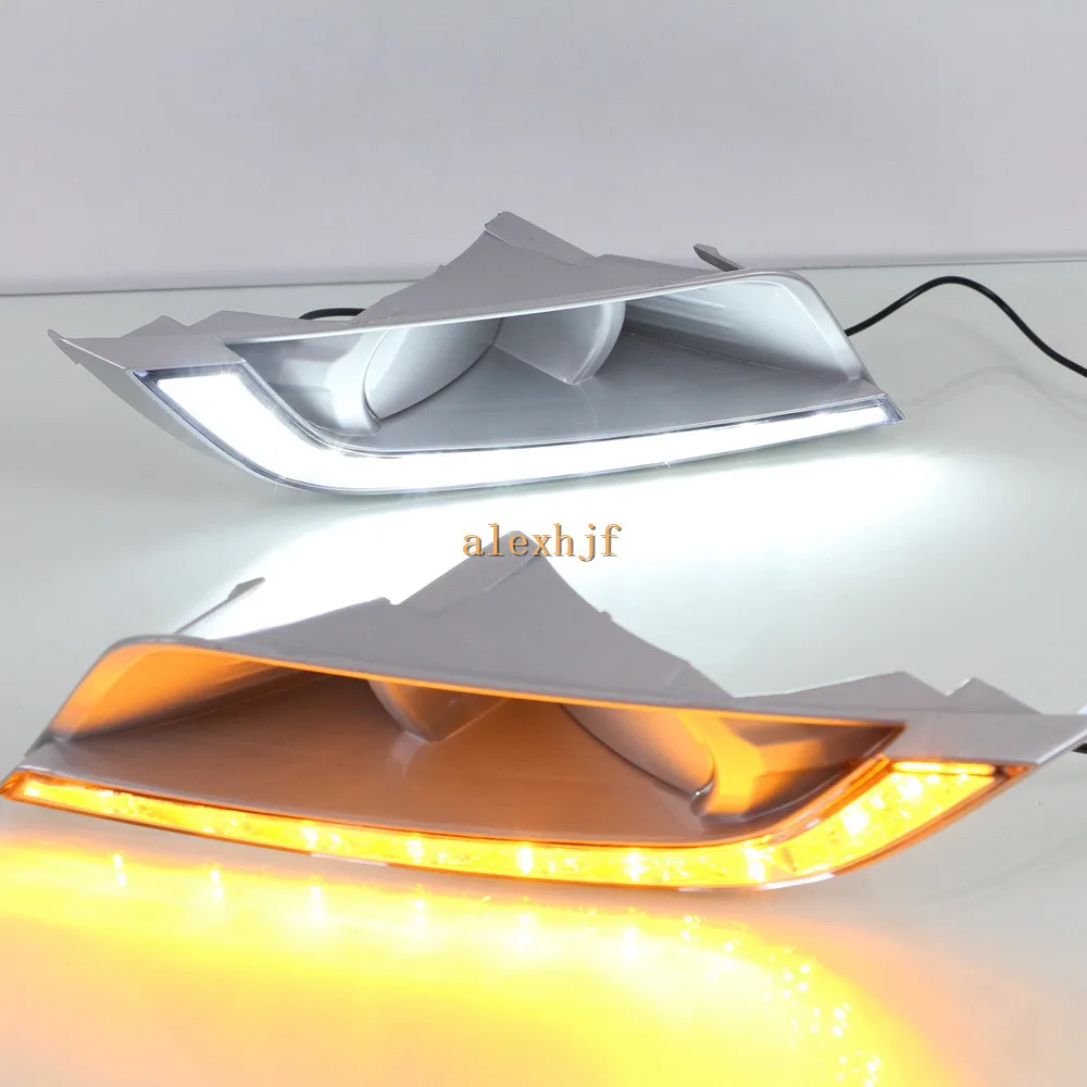 Luglio King Led Luci Di Marcia Diurna Custodia Per Ford Ranger 2015 ~ 2019 Fendinebbia Rotonda, Led Drl Con Indicatori Di Direzione Gialli