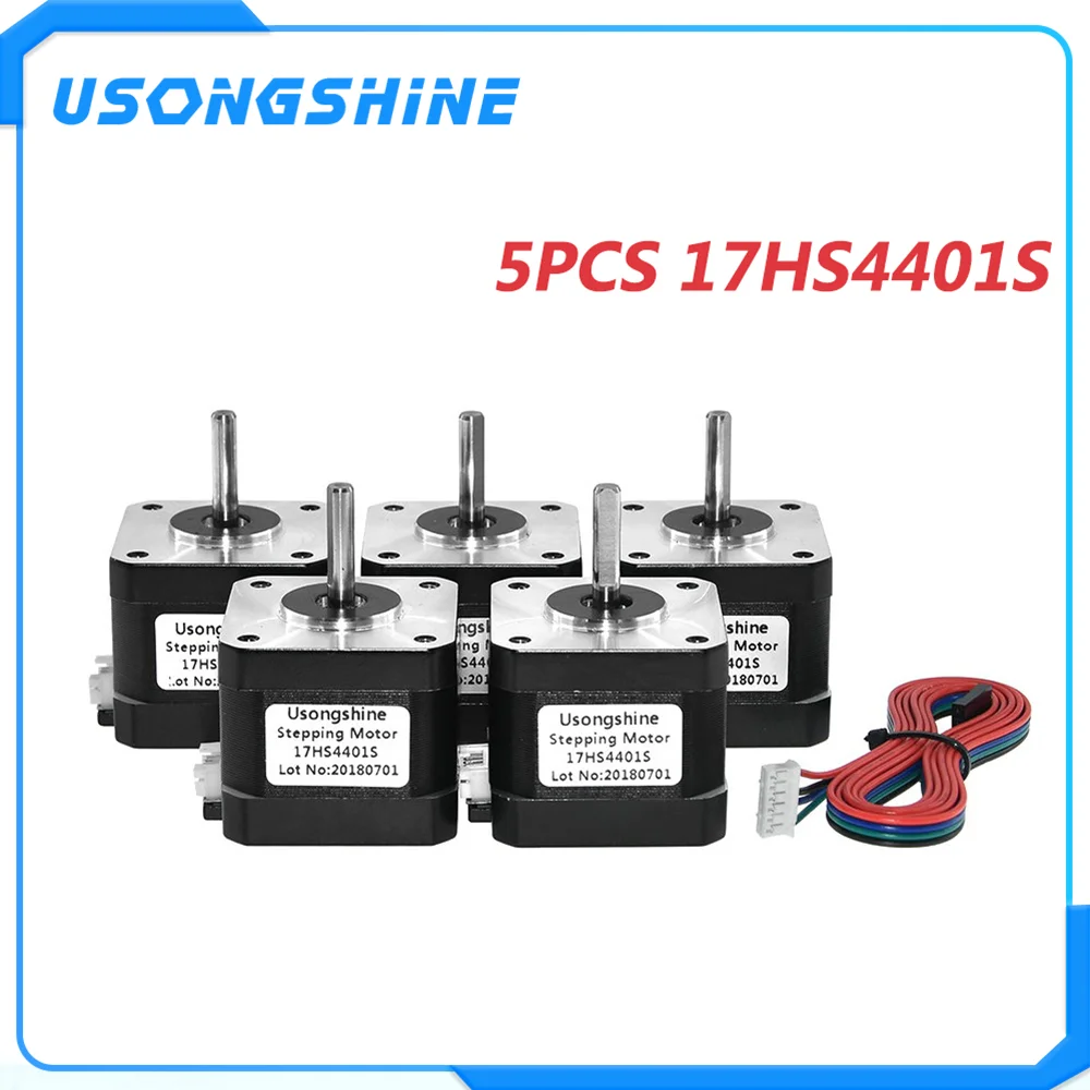 Usongshine 3D принтер 5 шт./лот 17HS4401S 4 свинцовый Nema17 шаговый двигатель 42 42BYGH 1.5A (17HS4401S) для