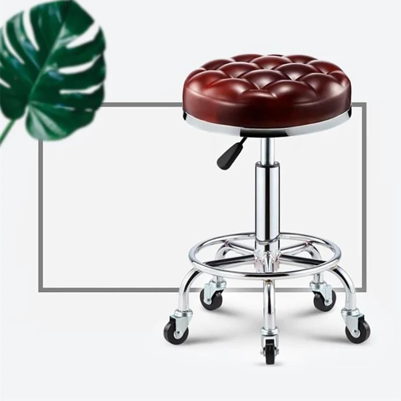 

PU Leather Stool Height Adjustable Bar Chair Work Rotating Chair Swivel Stool Adjustable Height Bar Stools Swivel Banqueta Chair