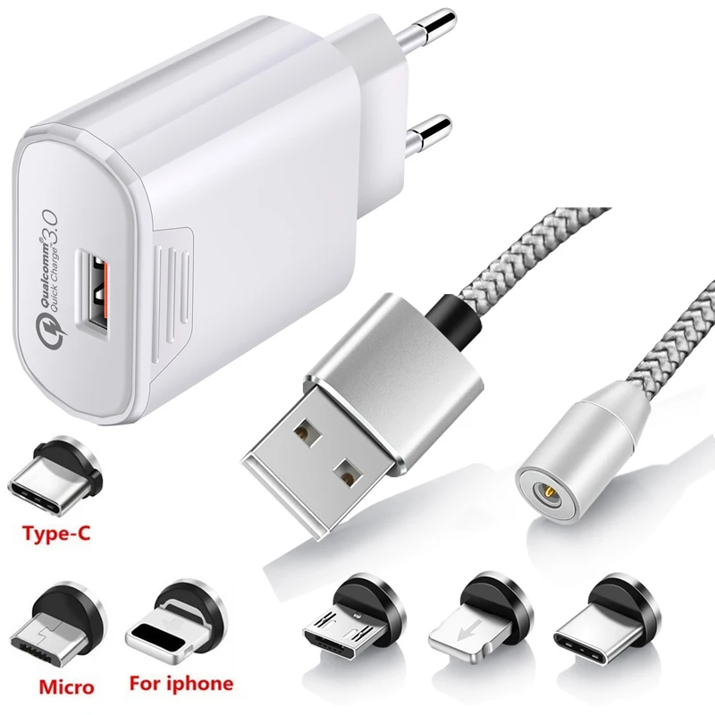 Magnetic Cable For Micro usb Type C Fast Charging iPhone 11 Pro X 7 6 5 SE Magnet USB QC 3.0 Chargeur | Мобильные телефоны и