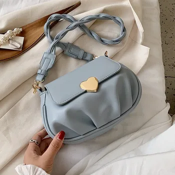 

Small PU Leather Crossbody Bags for Women Casual Rope Belt Female Shoulder Handbag Solid Color Love Hasp Ladies' Travel Flap Bag