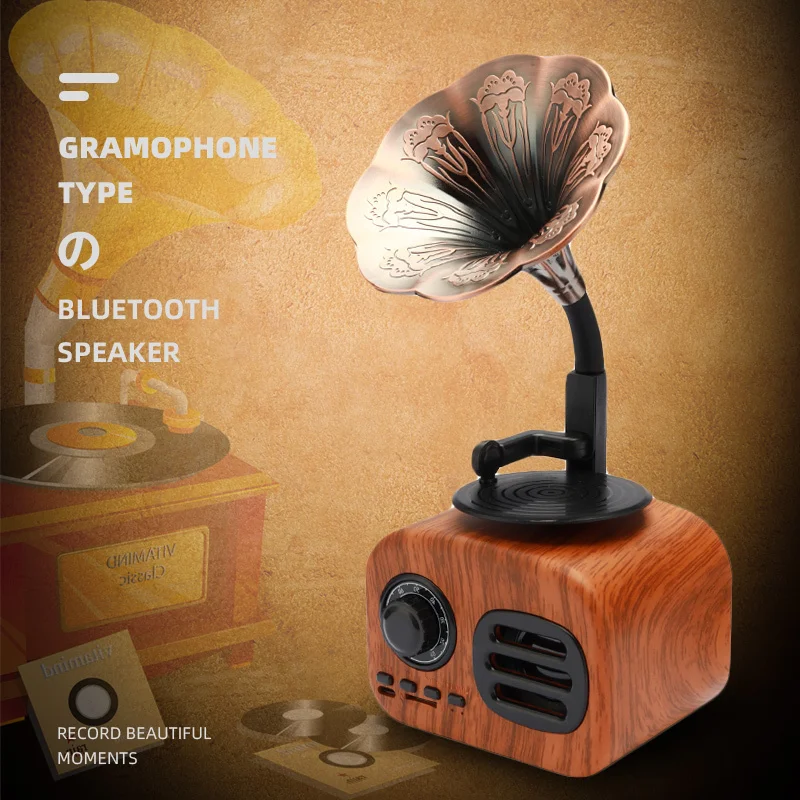 گرامافون اسپیکر چوبی بلوتوثی 14
