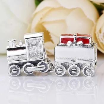 

Original Red Enamel Christmas Train With Gift Box Beads Fit 925 Sterling Silver Bead Charm Bracelet Bangle Diy Jewelry