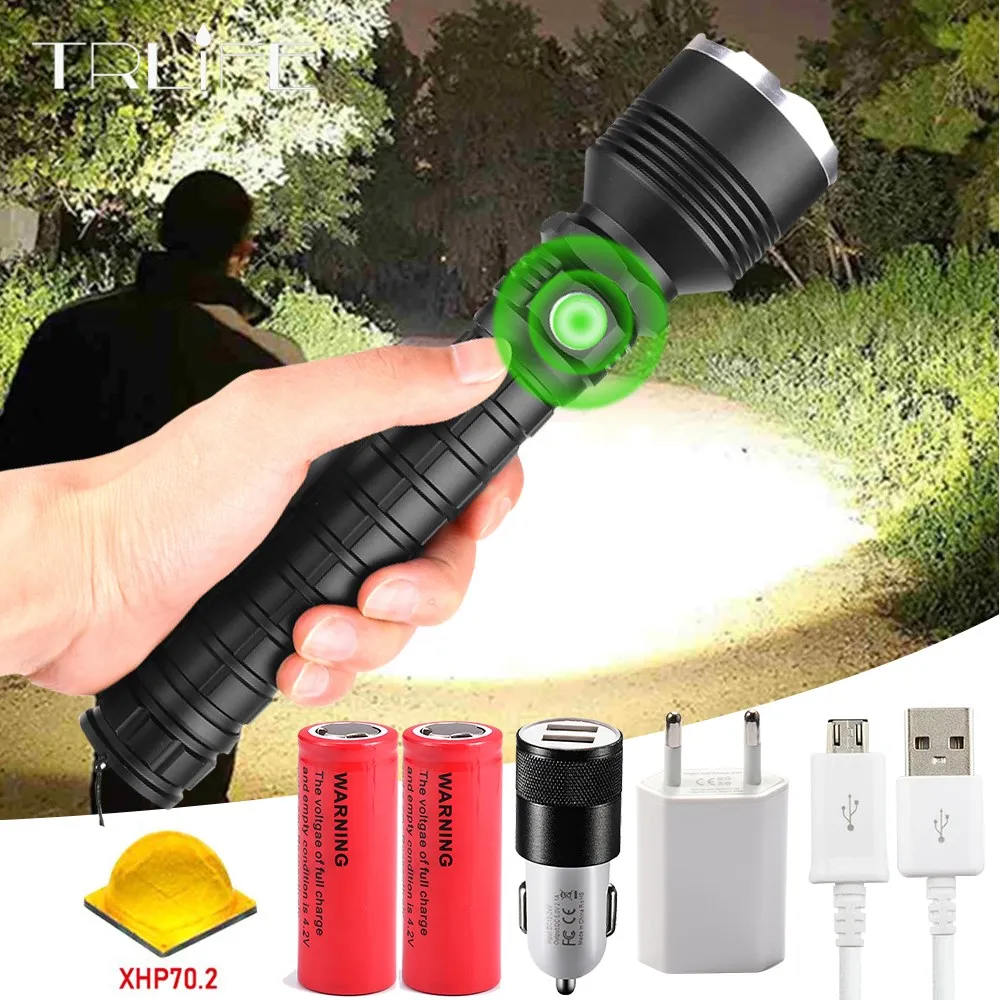 Самый мощный светодиодный фонарик XHP70.2 с USB зумом XHP70 XHP50.2 аккумулятор 18650 идеально