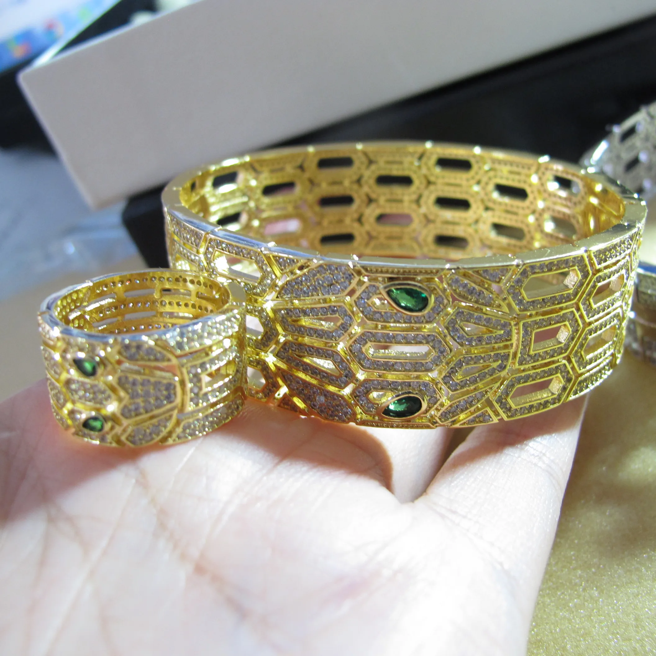 Кубический циркон манжета браслет женский bijoux кольца для банкета вечерние Ювелирные наборы для женщин