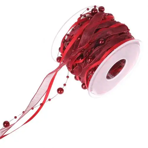 Wine Red Рождественские бусы цепь лента подарочная упаковка «сделай сам» рождественские вечерние украшения для дома - Цвет: Wine Red