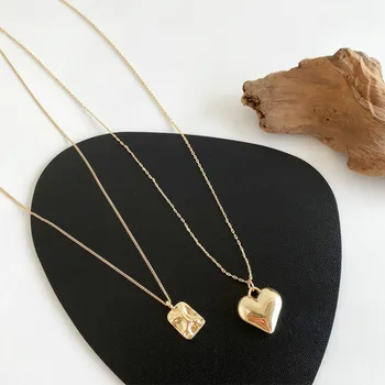 

2020 New Arrival Women Chains Necklaces Vintage Link Chain Metal Heart All Compatible Party Necklace Female Simple Jewelry