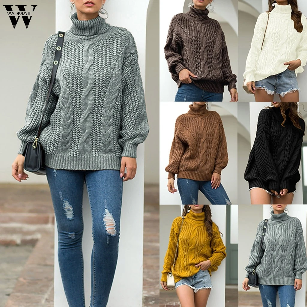 Женские зимние свитера с высоким воротом, разноцветные Джемперы, вязаная одежда, Модный Полосатый пуловер большого размера для женщин, распродажа 22