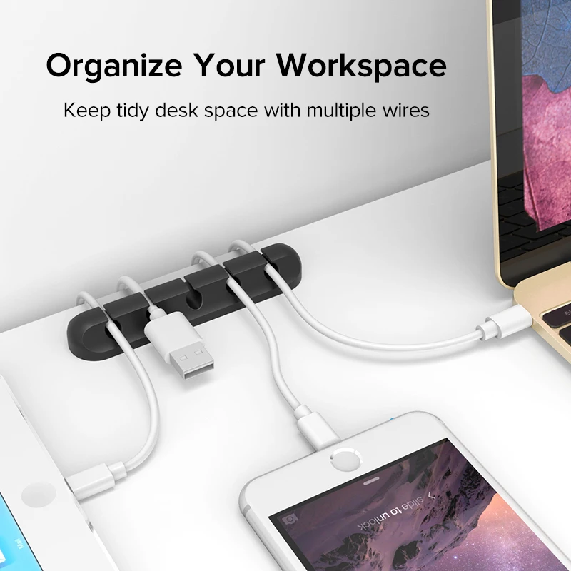 SUPTEC Кабельный органайзер провода силиконовый держатель кабеля зарядное устройство кабель управления зажимы держатель протектор для наушники в форме мыши наушники