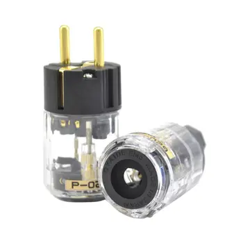 

1Set P-029 and C-029 Fine Copper Gold Plated EU Version Power Plug for IEC Audio Connector Power Cord Cable Plugs