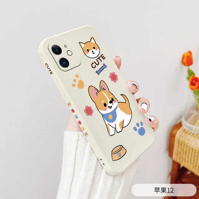 Pet Dog Lens Protection Case For iPhone 13 12 11 Pro Max Soft  Silicone Phone Cover For X XR XS MAX SE2020 8 7 6 6S Plus Case White