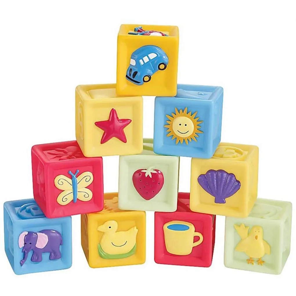 10 шт./компл. детские блоки игрушки нетоксичные мягкие Пластик мультяшный куб строительных образования детей мягкие резиновые блоки
