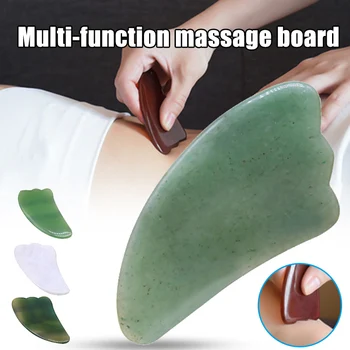 

Natural Jade Gua sha Stone Board Massage Rose Quartz Guasha Plate Jade Face Massager Scrapers Tools For Face Neck Back Body