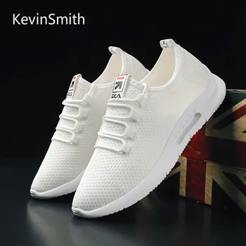 

Hot Sale Men Casual Shoes Fashion Fly Weave Breathable Mesh Men Sneakers Non-slip Lac-up Walking White Shoes Tenis Masculino