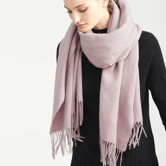 LIght pink Зимний женский шарф, шерсть, шарфы для взрослых, уникальный, однотонный, роскошный, осенний, толстый, теплый шарф, 200 см, шарфы-пончо для женщин, накидка - Цвет: LIght pink