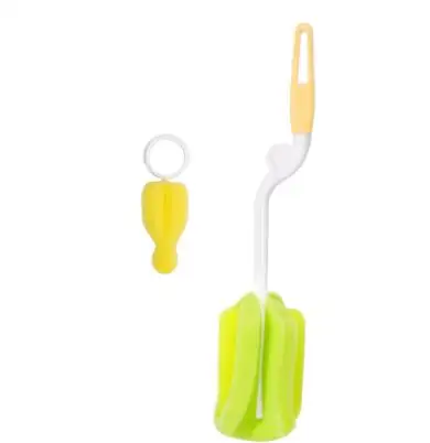 yellow 2pcs Щетка для бутылок, Пищевая силиконовая чашка, чистящие инструменты для мытья молочной бутылки, узкая ваза для шеи, щетка с длинной ручкой без ручки - Цвет: yellow 2pcs