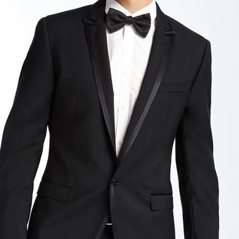 Черный свадебный смокинг жениха для мужчин костюмы из 2 частей пиджак брюки с острым лацканом костюм портного производства блейзер