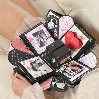 

DIY Hexagon Surprise Explosion Box Handmade Scrapbook Photo Album Wedding Romantic Gift Box For Valentine Christmas Gift Boxes