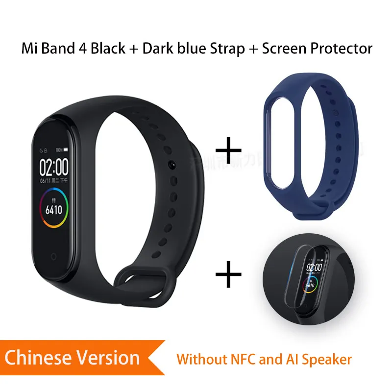 Глобальная версия Xiaomi mi Band 4 Smart mi band 4 браслет пульсометр фитнес 135 мАч цветной экран Bluetooth 5,0 китайская версия - Цвет: CN Darkblue