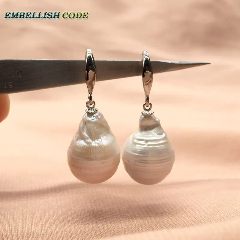 Special Big Size Baroque Nucleate Style Hooking Earring Fireball Pear Shape White Color Natural Freshwater Pearls Sexy For Lady | Украшения