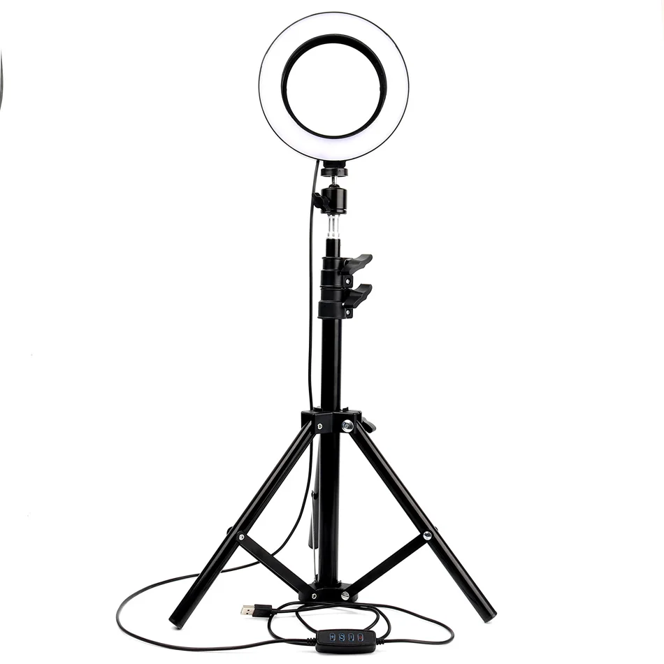 Фотографии кольцо света(16 см) 6 ''Светодиодная лампа для селфи студийный фон для фото в прямом эфире освещения заполняющий свет с 68/160 см штатив-Трипод
