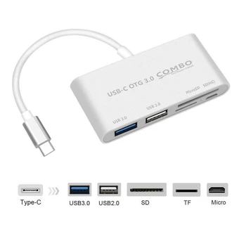 

5-IN-1 Multifunction USB C to Multi SD Micro SD Card Reader Adapter Type-C USB-C HUB OTG 3.0 Micro USB Splitter