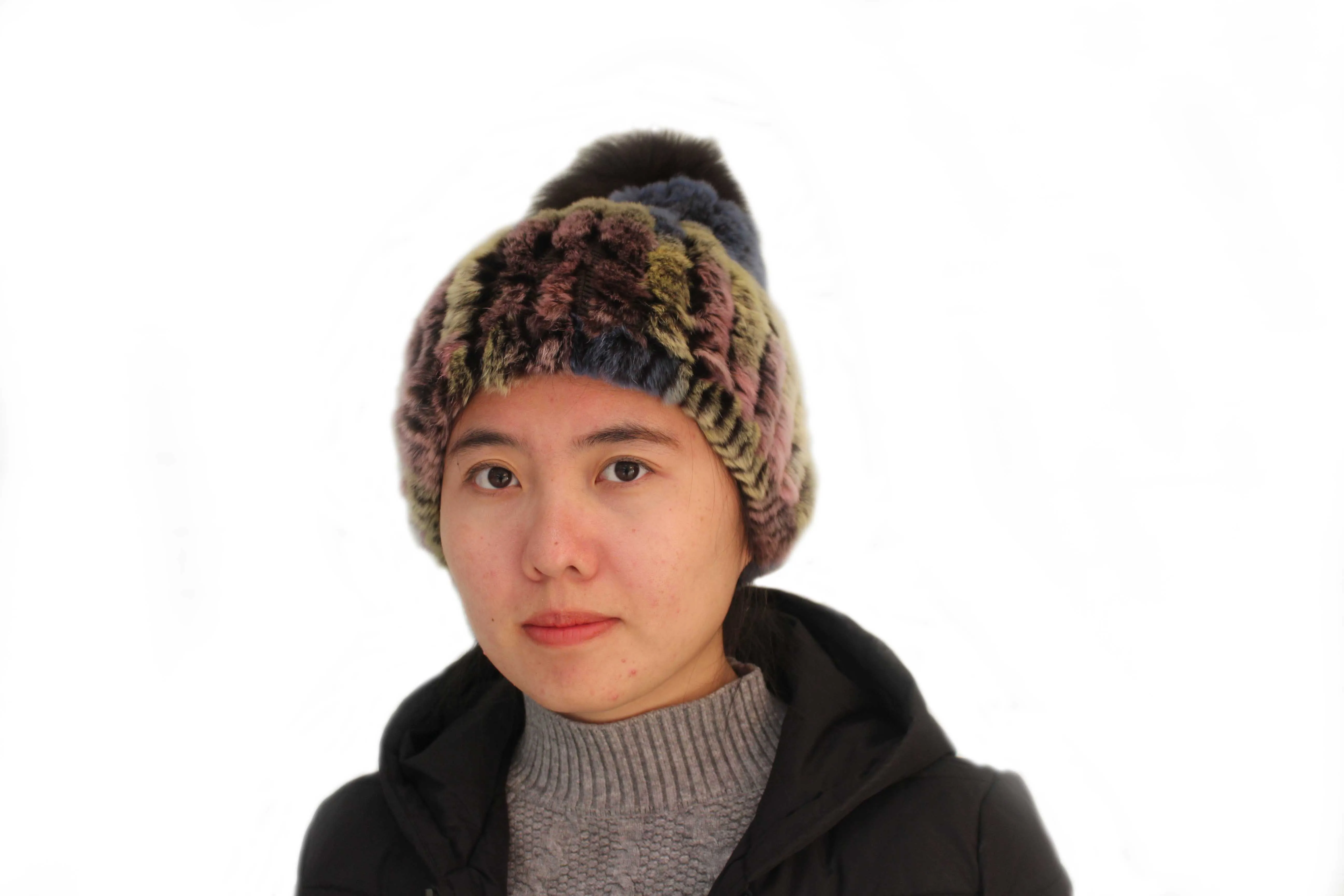 LinhaoshengyueFur hat, шапка из кроличьего меха, модная женская меховая шапка, Зимняя женская шапка, женская
