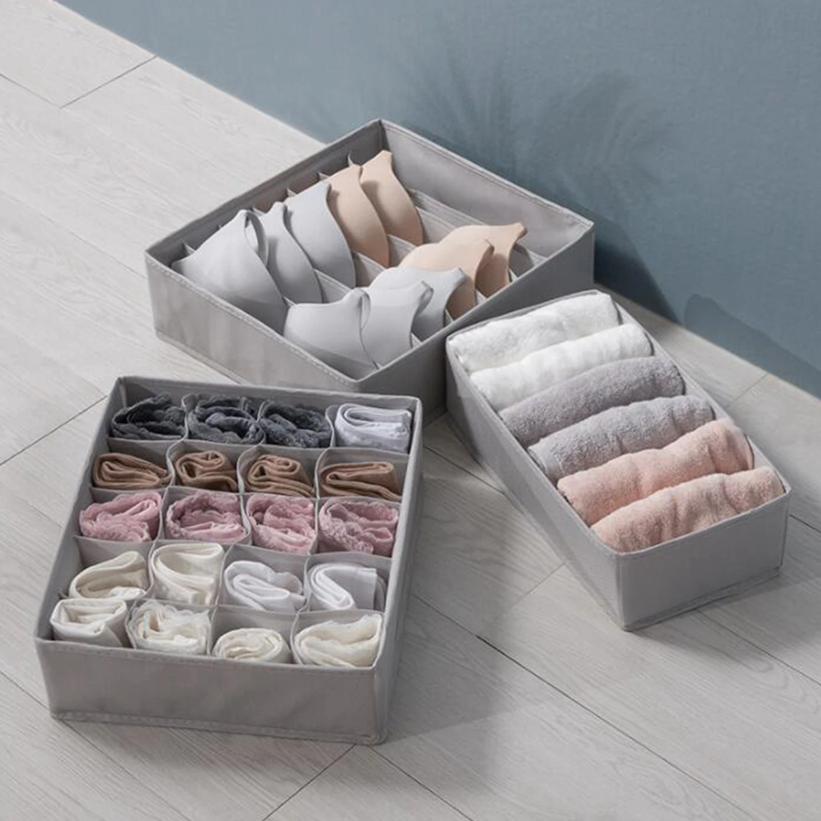 3PCS/set Closet Underwear Storage Ties Drawer Bra Divider Sock Organiser Box Foldable Drawer Organizer