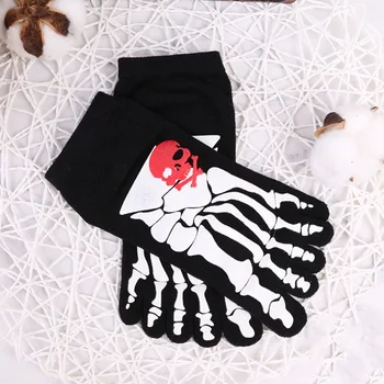 

Punk Gym Sports Skull Skeleton Cotton Five Finger Ankle Toe Socks Cosplay Socks