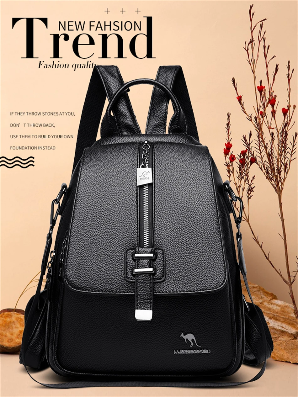 Luxury Designer Women Backpack High Quality Soft Leather Shoulder Bag Fashion School Bags Multifunction Rucksack Top-handle Bag