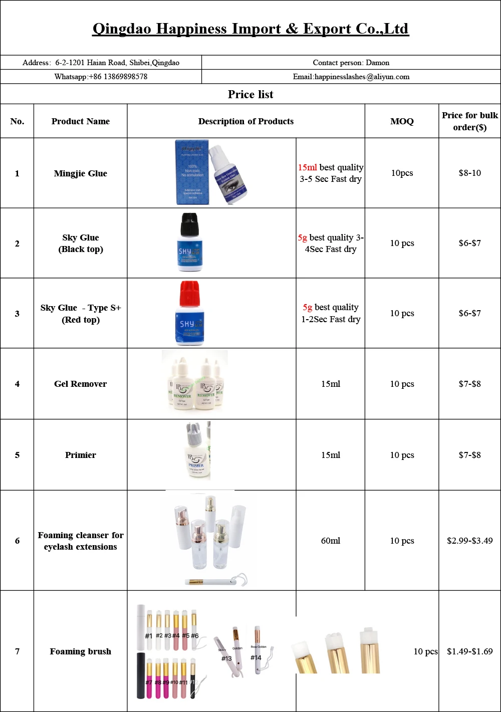 Price List--Tools For Eyelash Extension-1