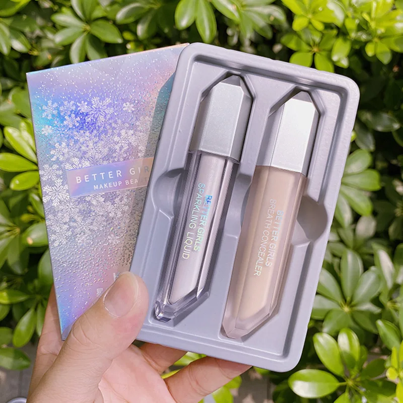 

2pcs Foundation Base Wear Waterproof Lasting Concealer Liquid Foundation Cream Long Lasting High Gloss Liquid Foundation
