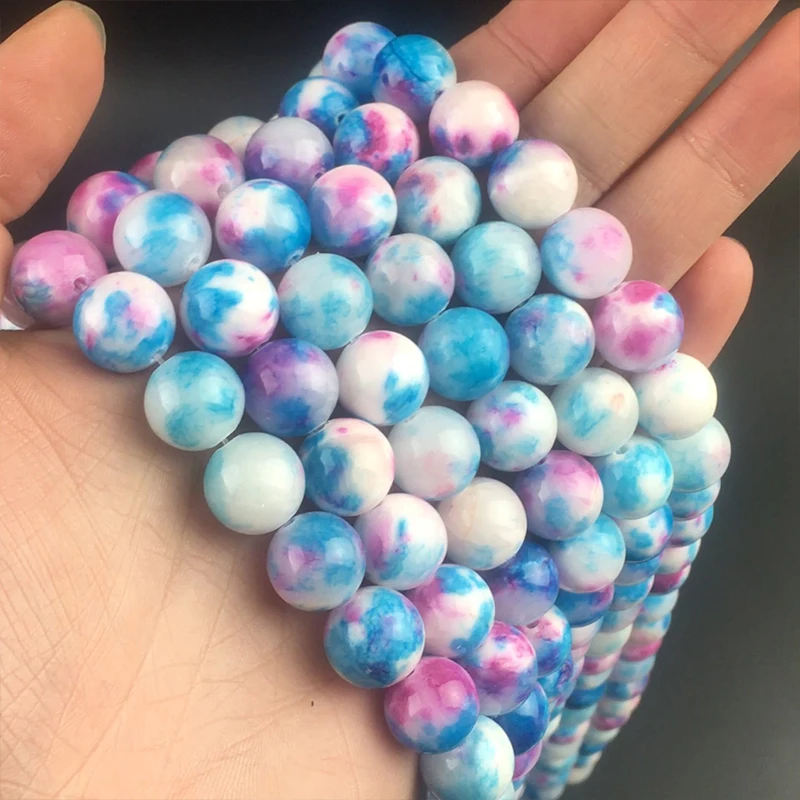 

Wholesale Natural Stone Purple Jades Beads Bracelet Fit Diy Charm Beads For Jewelry Making Beige 6 8 10 12 MM