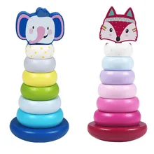 Монтессори, Детские Обучающие забавные игрушки, деревянная Радужная башня, красочные кольца, сложенные Игрушки для мальчиков и девочек, детские подарки