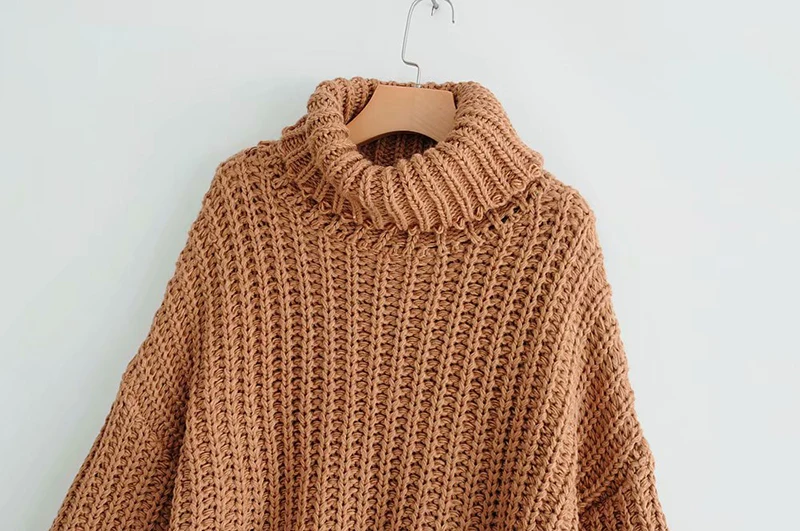 KIYUMI свитер женский свободный пуловер для женщин 2019 зимний Повседневный Водолазка с длинным рукавом коричневый свитер толстый богемский