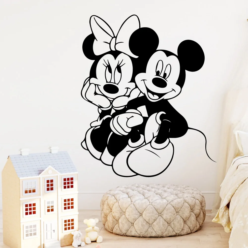 Disney Mickey Minnie Mouse Vinyl Wall Sticker For Kids Room Nursery Baby Bedroom Accessories Decals Decoration Murals Wallpaper