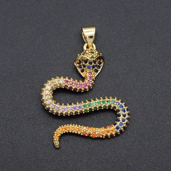 

5pcs/lot 30x23mm 100% CZ Zircon DIY Jewelry Rainbow Snake Charm Pendant Wholesale Jewellwery Finding Supplies