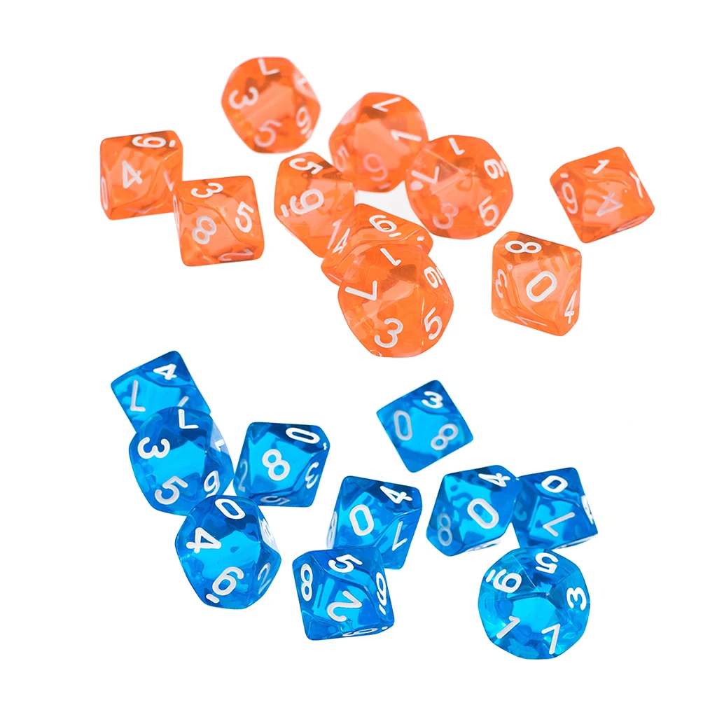 20pcs/Set Transparent 10-Sided Role Playing Game Dices Die Set