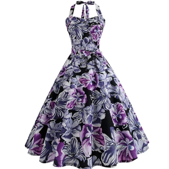

Women Sexy Halter Backless Polka Dot Dress Party Prom Office Dresses Summer Elegant Vintage Swing 50s Rockabilly Sundress